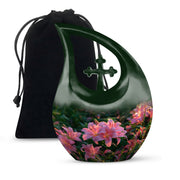 Pink Lily Cremation Urn - Elegant Floral Memorial Urn For Adult Ashes