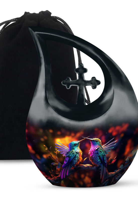 Colorful Hummingbird Funeral Urn - Couple Ashes Urn For Loved Ones