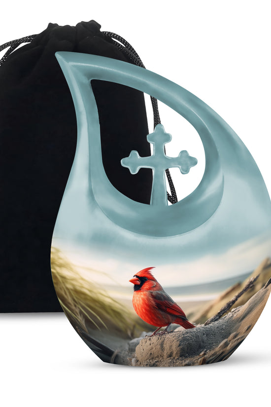 Red Cardinal Cremation Urn - Large Memorial Urn For Human Ashes