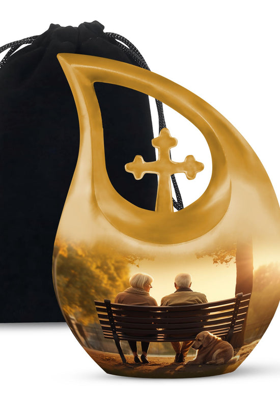 Old Couple Sitting On A Bench Urns For Ashes - Urn Mom Ashes Large