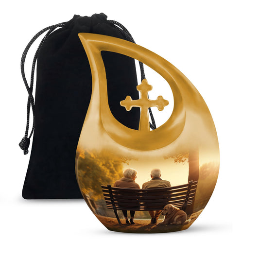 Old Couple Sitting On A Bench Urns For Ashes - Urn Mom Ashes Large