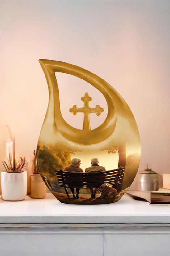 Old Couple Sitting On A Bench Urns For Ashes - Urn Mom Ashes Large