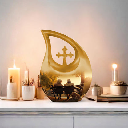 Old Couple Sitting On A Bench Urns For Ashes - Urn Mom Ashes Large