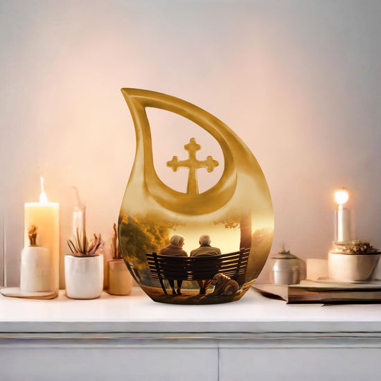 Old Couple Sitting On A Bench Urns For Ashes - Urn Mom Ashes Large