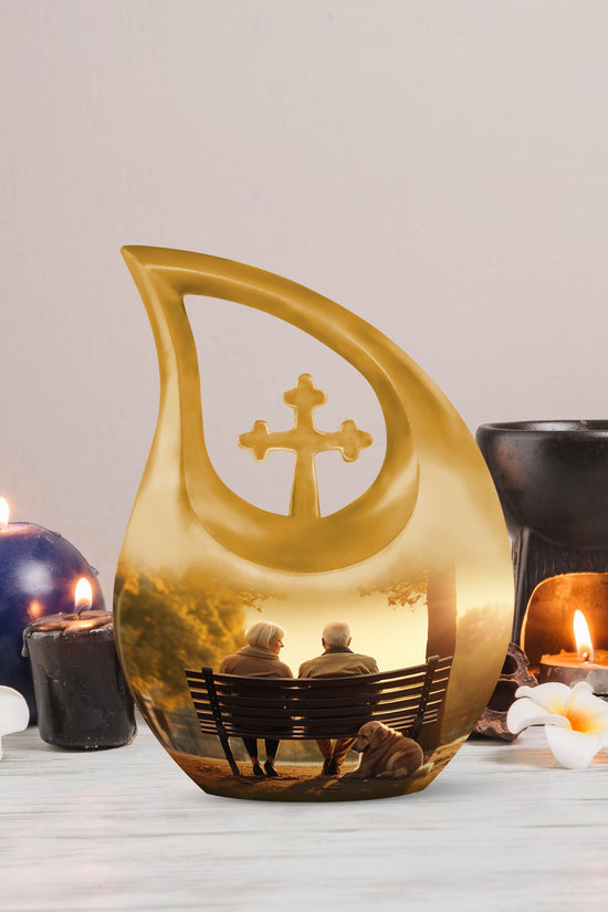 Old Couple Sitting On A Bench Urns For Ashes - Urn Mom Ashes Large