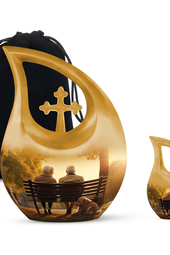 Old Couple Sitting On A Bench Urns For Ashes - Urn Mom Ashes Large