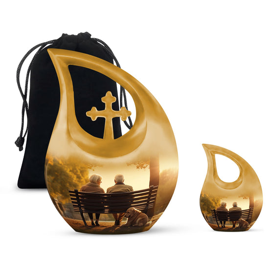 Old Couple Sitting On A Bench Urns For Ashes - Urn Mom Ashes Large