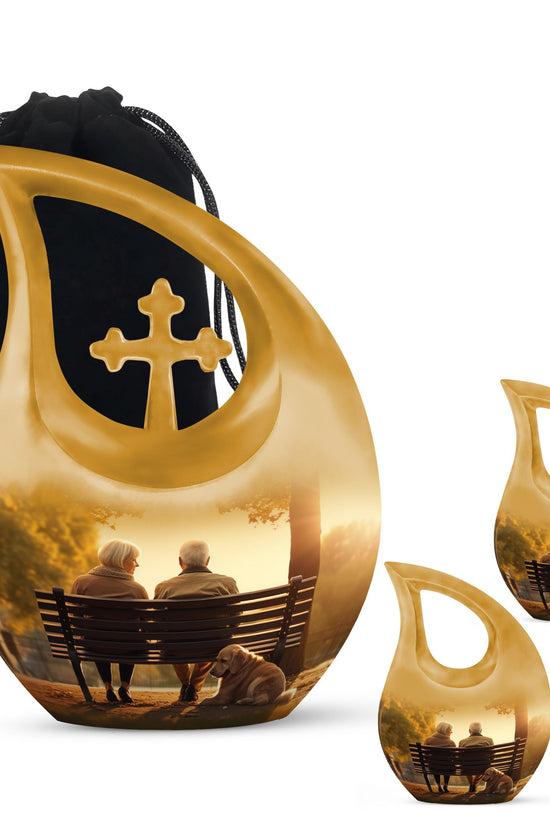 Old Couple Sitting On A Bench Urns For Ashes - Urn Mom Ashes Large