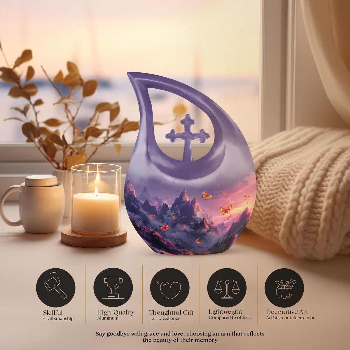 Purple Meadow Urns For Ashes - Large Urns Human Ashes