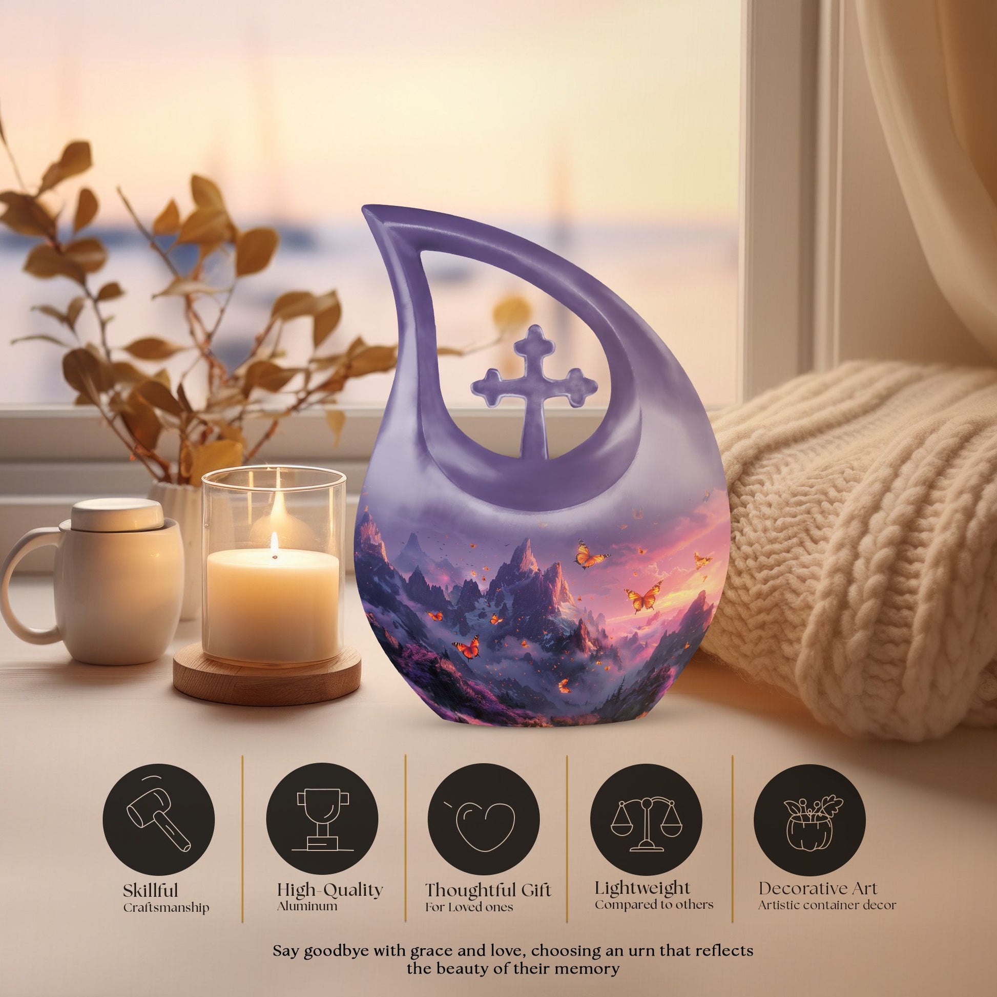 Purple Meadow Urns For Ashes - Large Urns Human Ashes