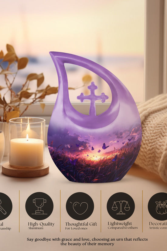 Purple Meadow Urns For Ashes - Large Urn Mom