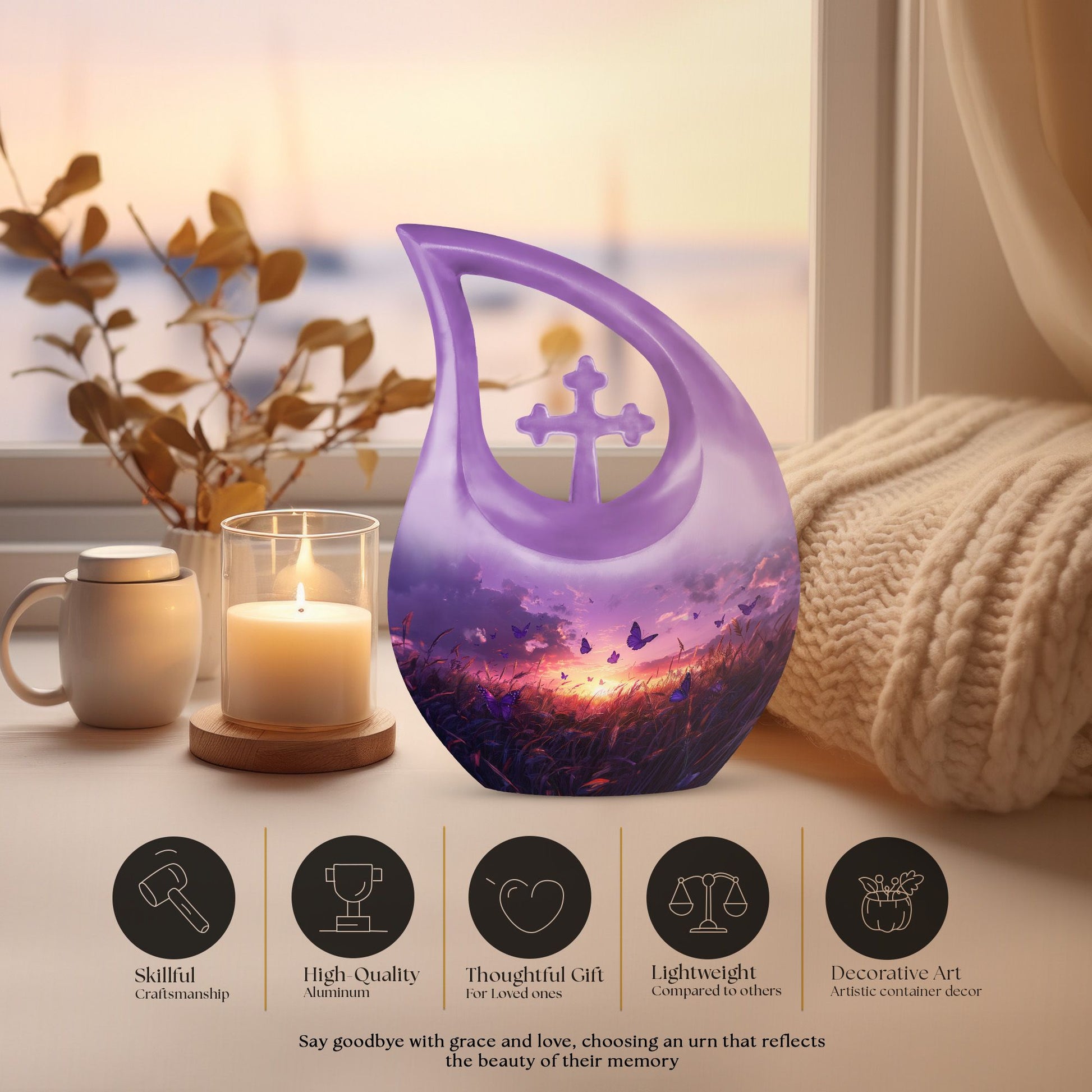 Purple Meadow Urns For Ashes - Large Urn Mom
