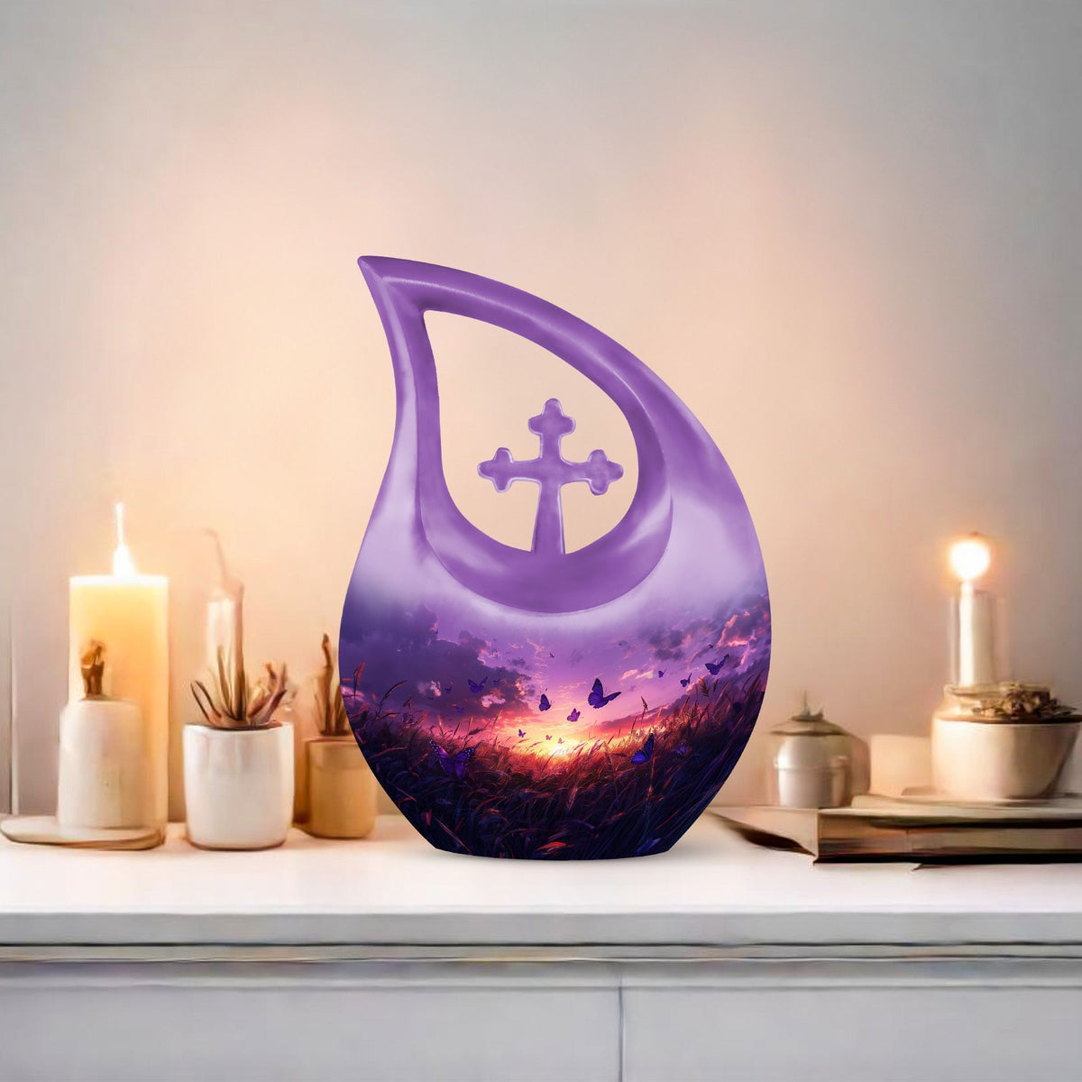 Purple Meadow Urns For Ashes - Large Urn Mom