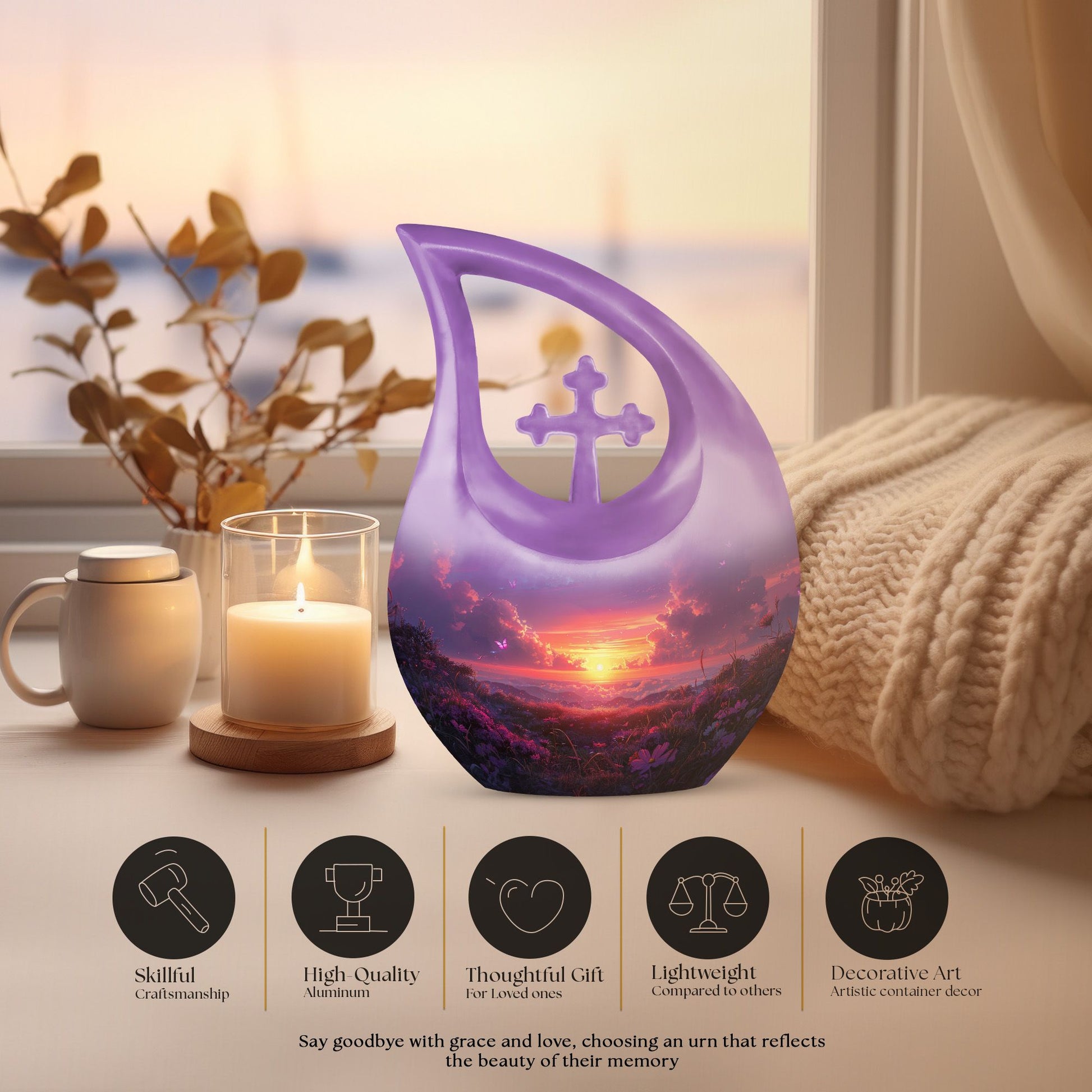 Purple Meadow Urns For Ashes - Large Adult Urn