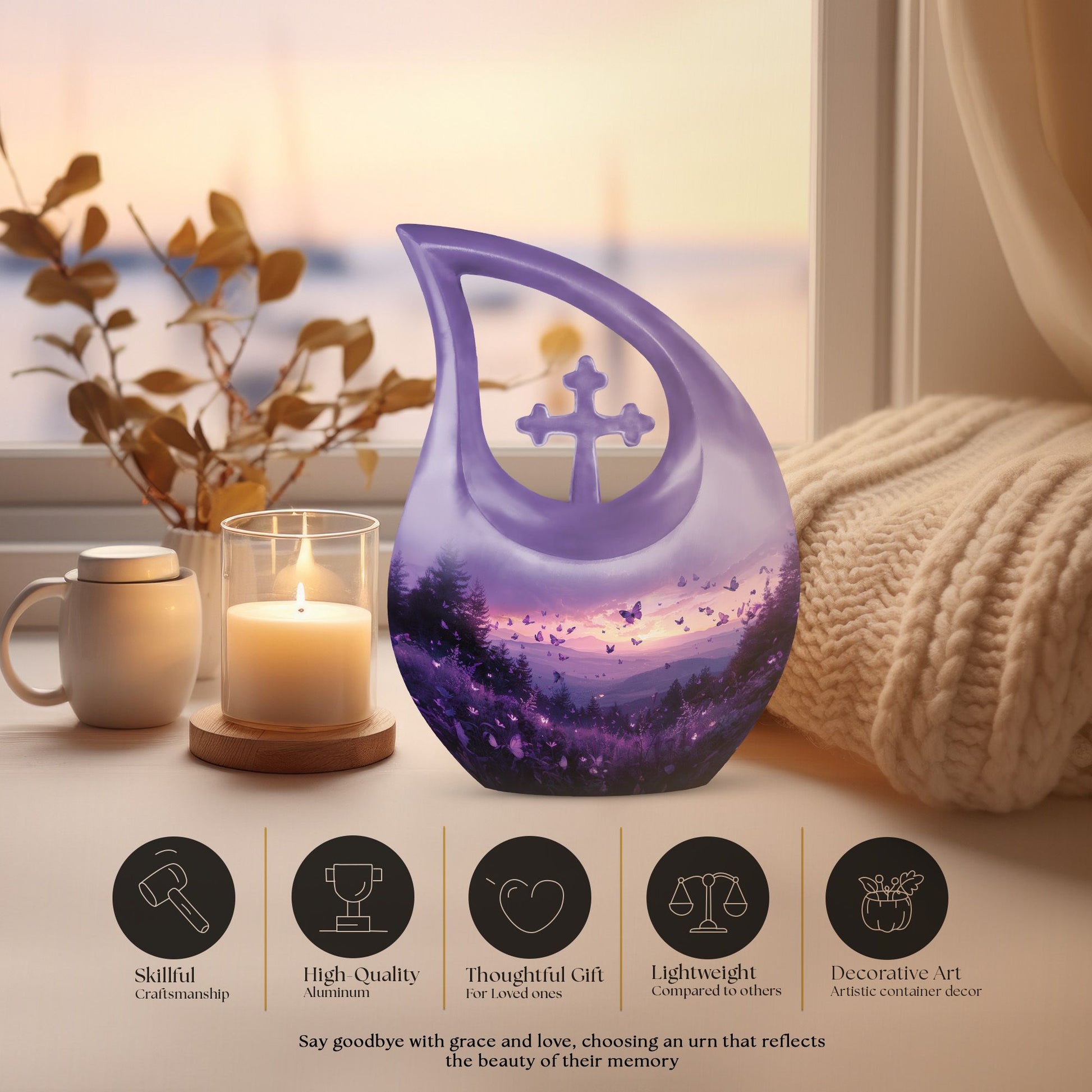 Purple Meadow Urns For Ashes - Urn Large Adult