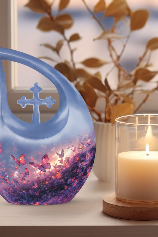 Purple Meadow Urns For Ashes - Large Decorative Urn For Human Ashes