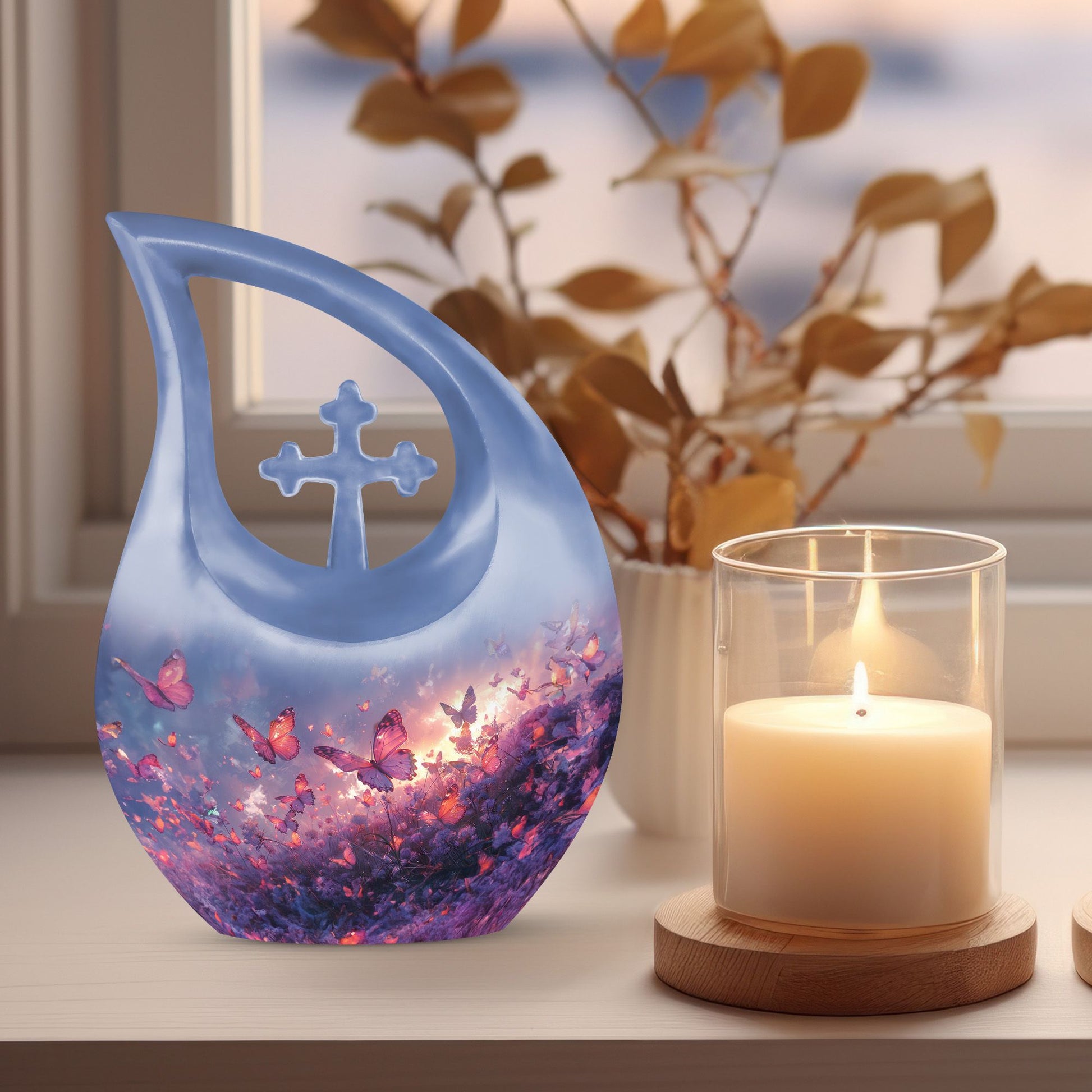 Purple Meadow Urns For Ashes - Large Decorative Urn For Human Ashes