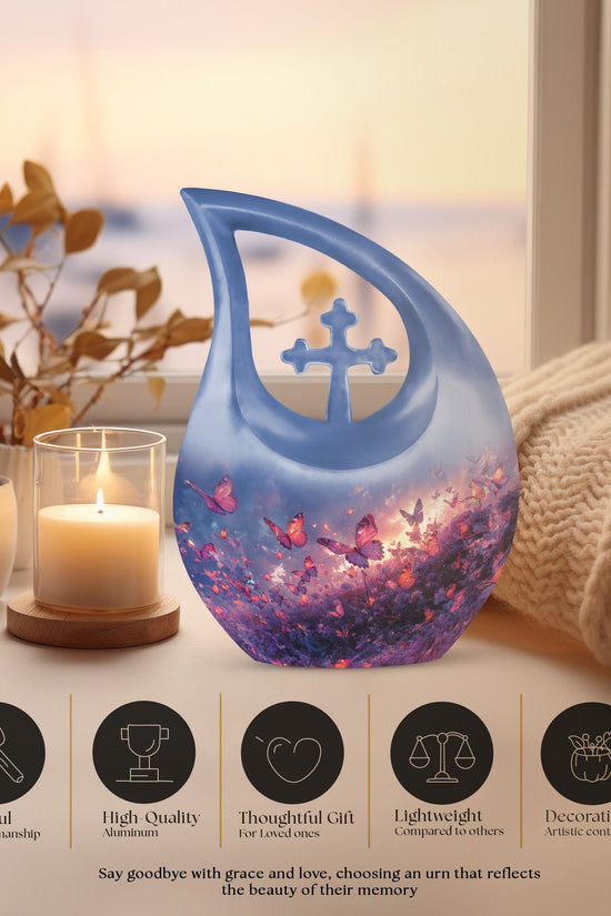 Purple Meadow Urns For Ashes - Large Decorative Urn For Human Ashes