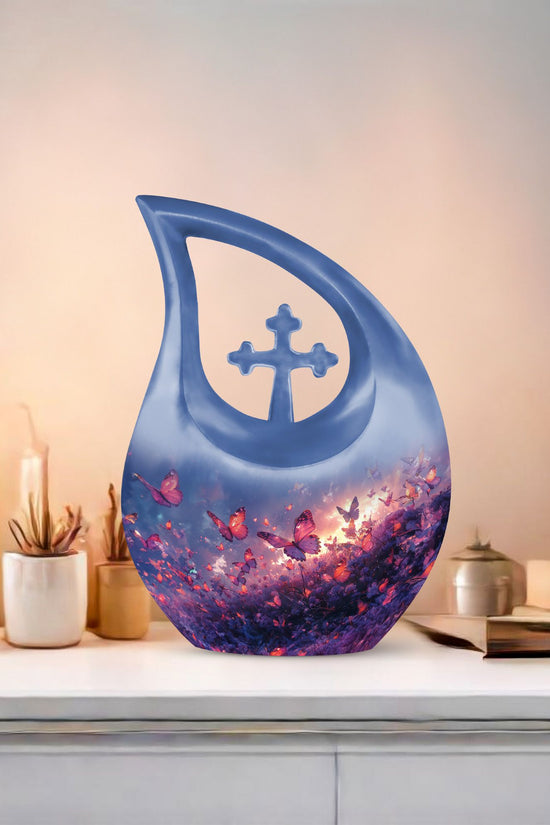 Purple Meadow Urns For Ashes - Large Decorative Urn For Human Ashes