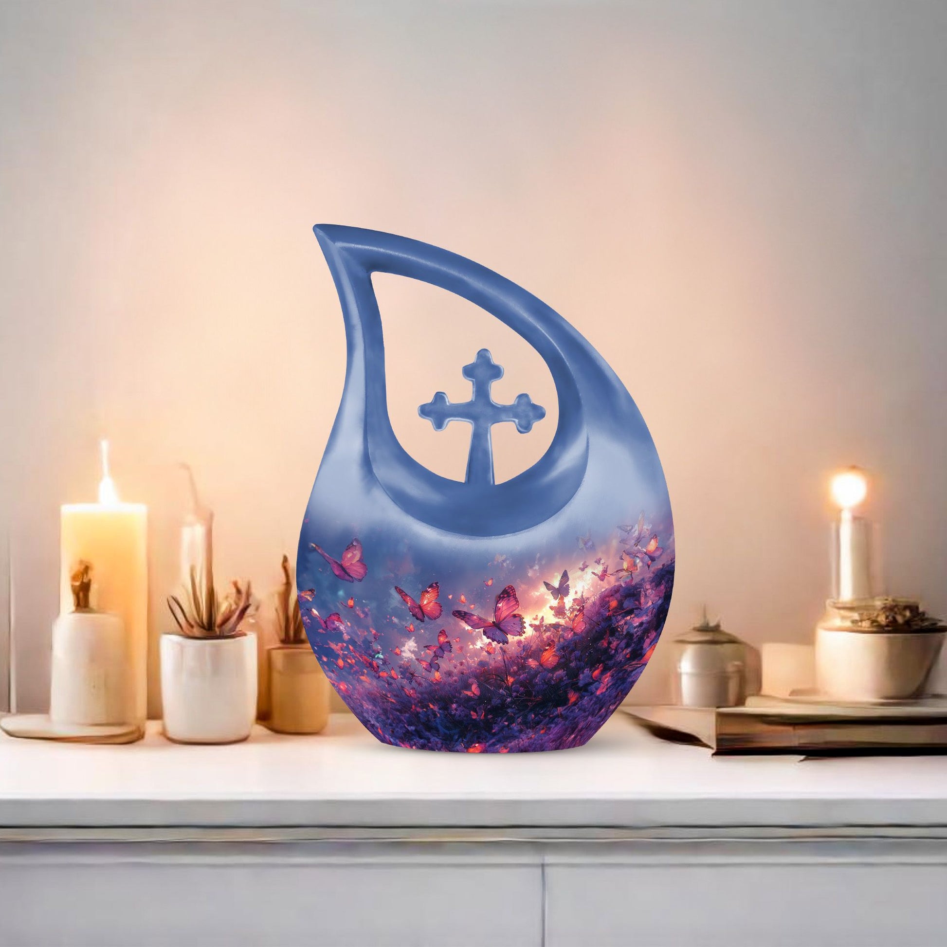 Purple Meadow Urns For Ashes - Large Decorative Urn For Human Ashes