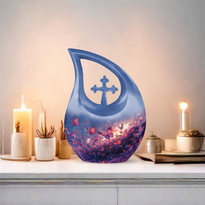 Purple Meadow Urns For Ashes - Large Decorative Urn For Human Ashes