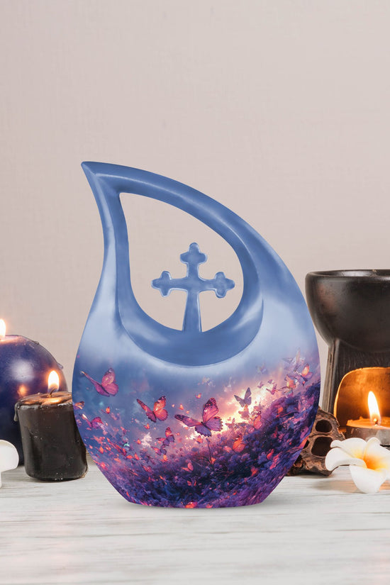 Purple Meadow Urns For Ashes - Large Decorative Urn For Human Ashes