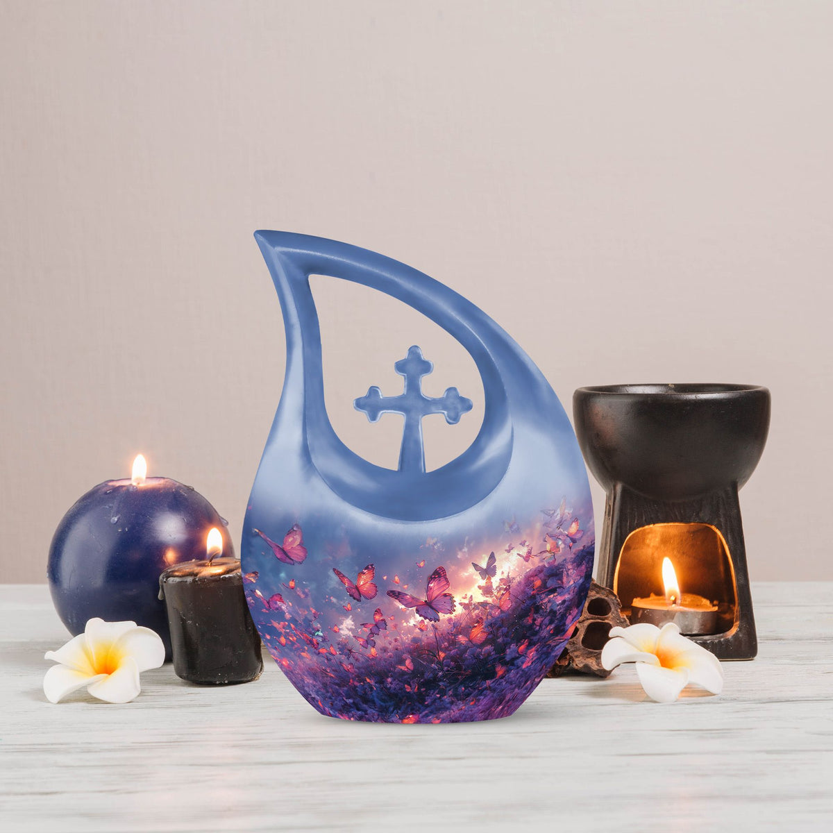 Purple Meadow Urns For Ashes - Large Decorative Urn For Human Ashes