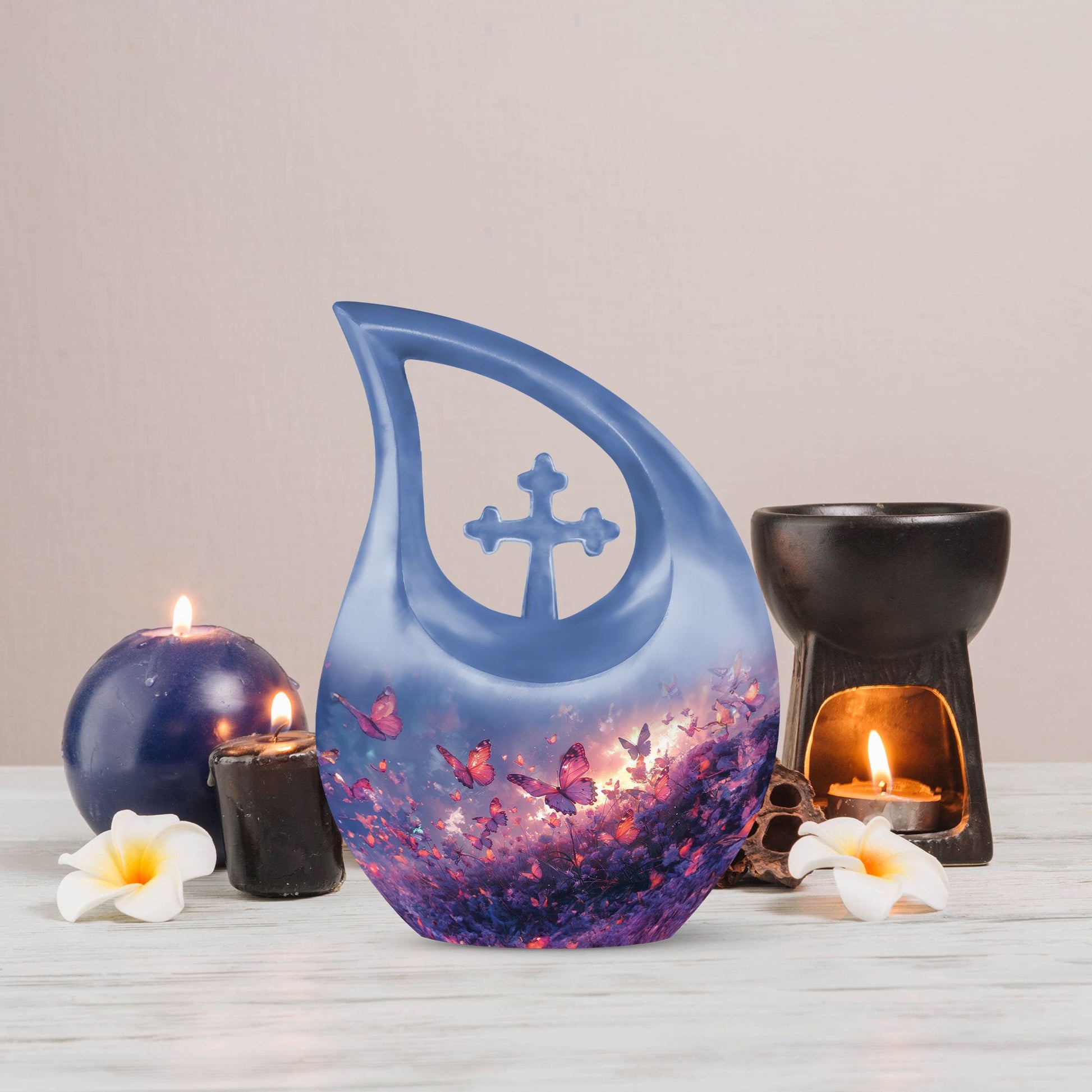 Purple Meadow Urns For Ashes - Large Decorative Urn For Human Ashes