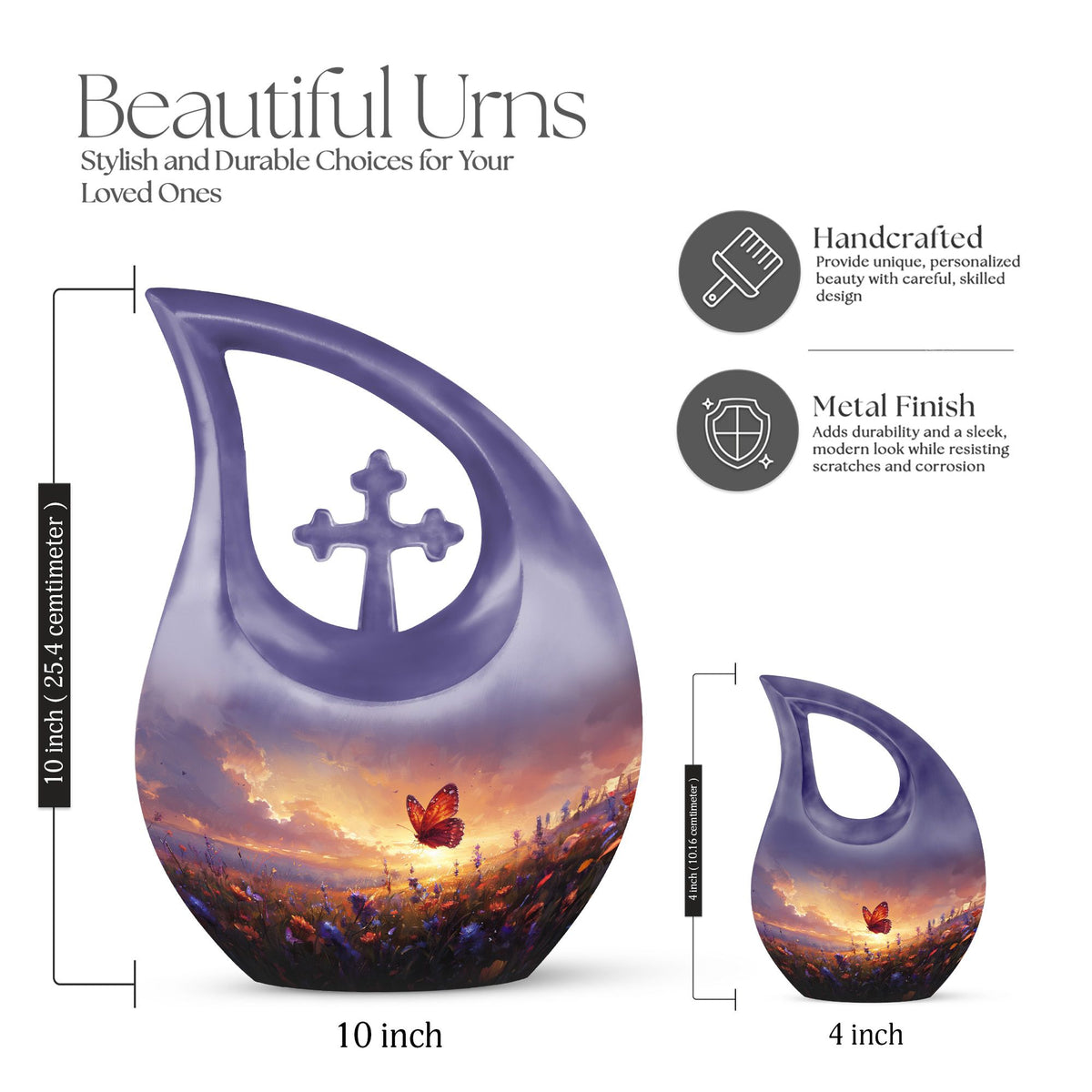 Purple Meadow Urns For Ashes - Small Urn For Ashes For Women