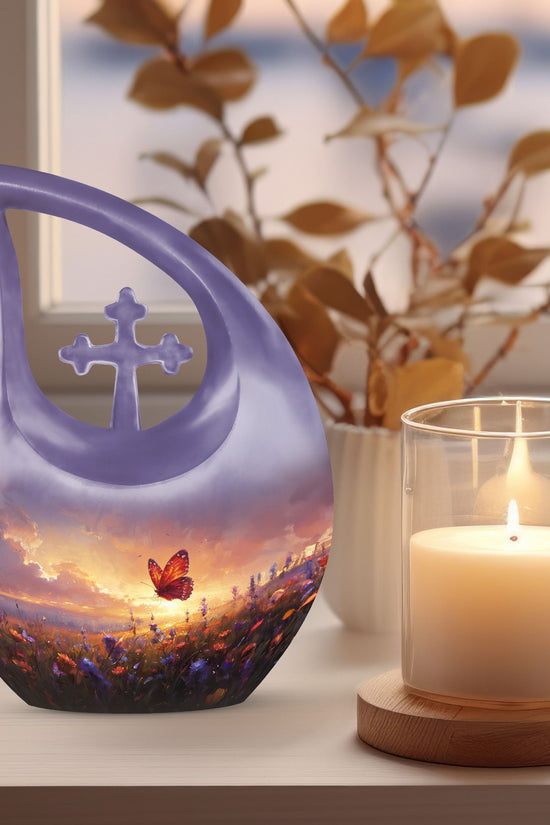 Purple Meadow Urns For Ashes - Small Urn For Ashes For Women