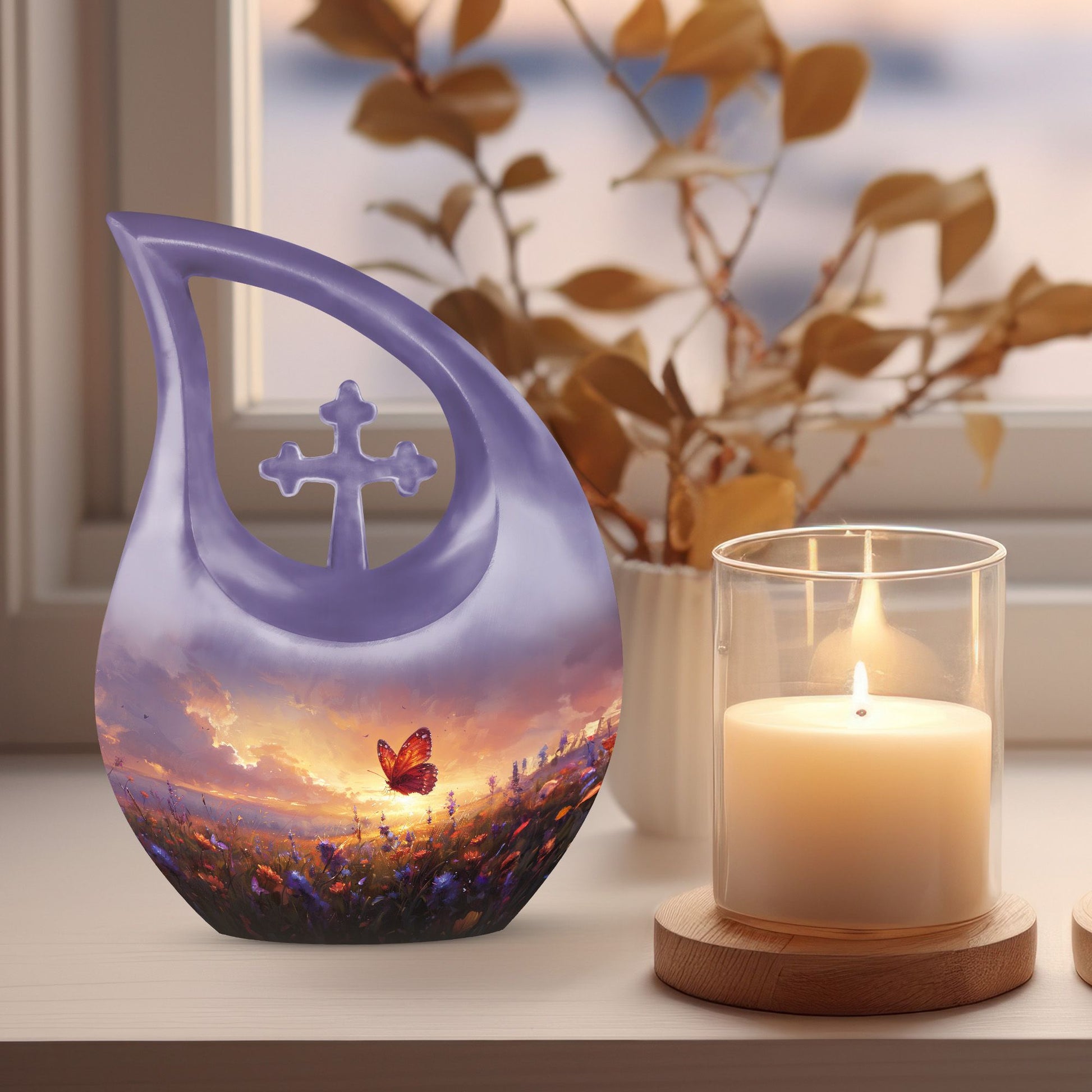 Purple Meadow Urns For Ashes - Small Urn For Ashes For Women