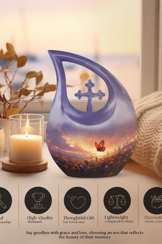 Purple Meadow Urns For Ashes - Small Urn For Ashes For Women