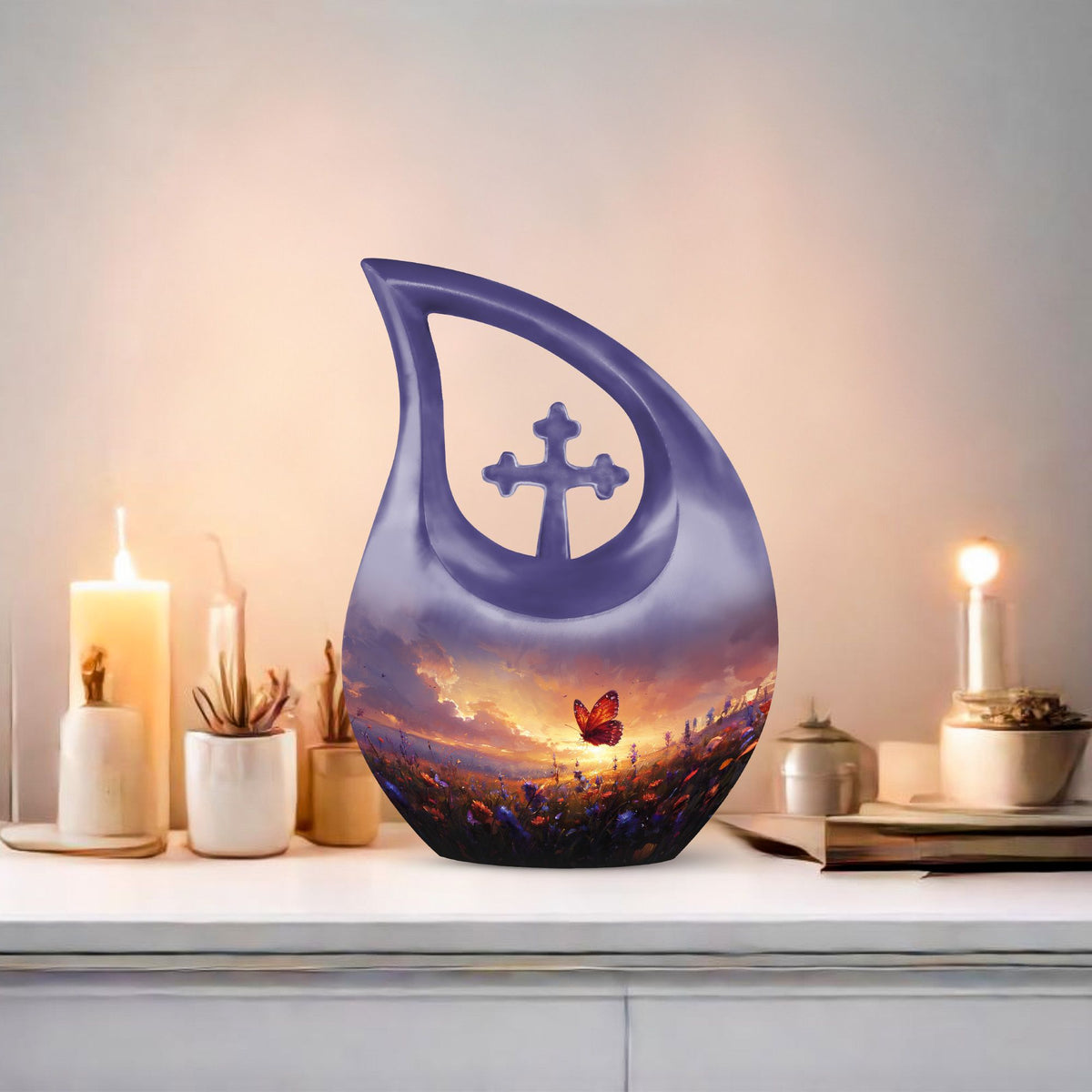 Purple Meadow Urns For Ashes - Small Urn For Ashes For Women