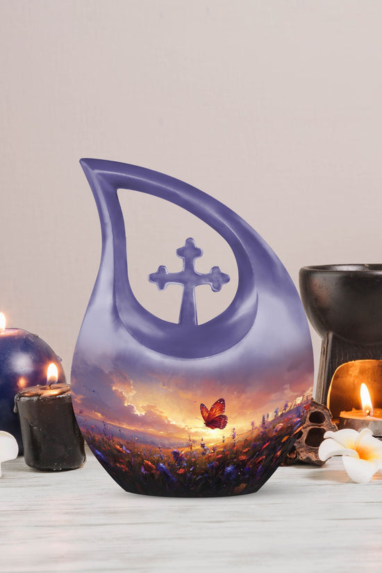 Purple Meadow Urns For Ashes - Small Urn For Ashes For Women