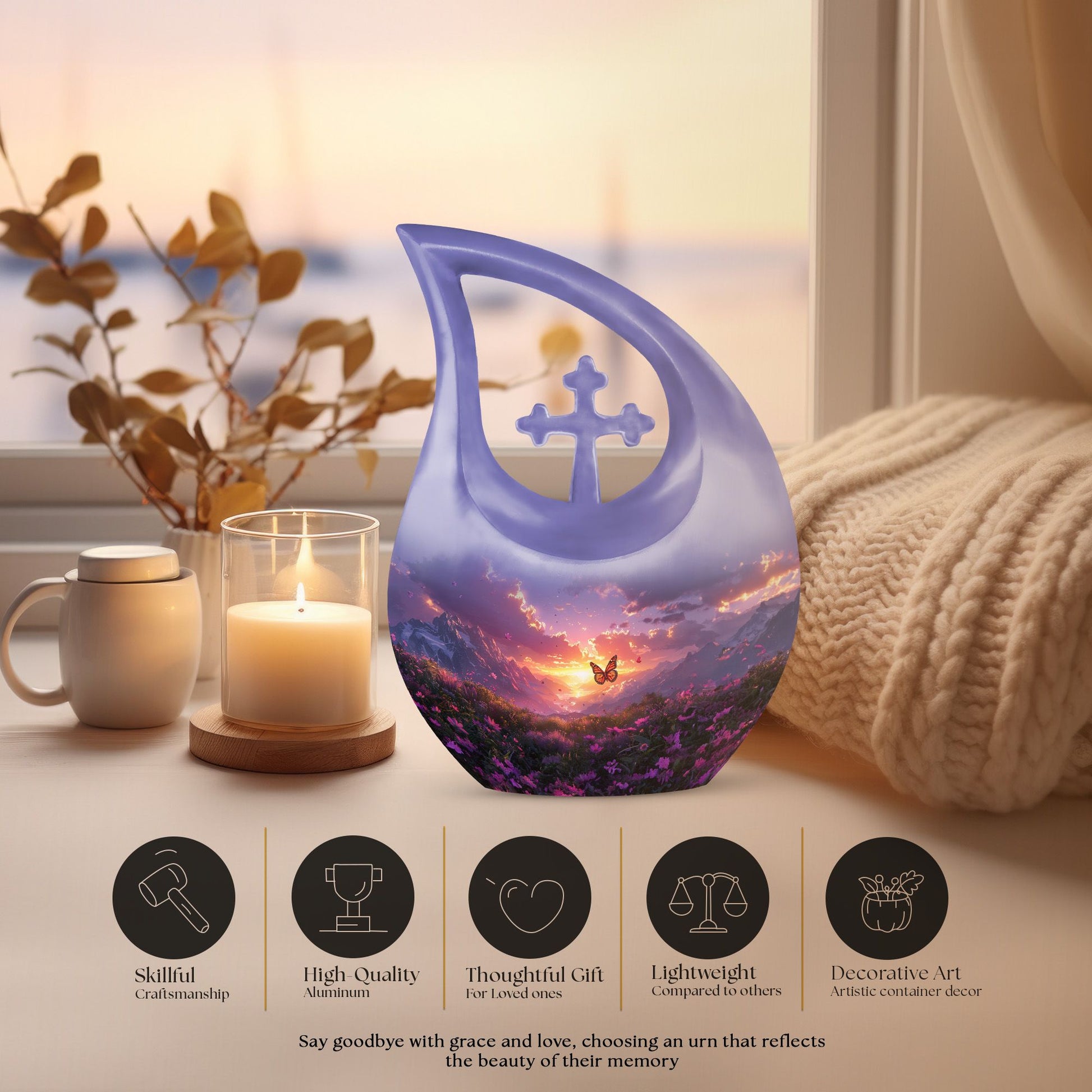 Purple Meadow Urns For Ashes - Keepsake Urns For Women