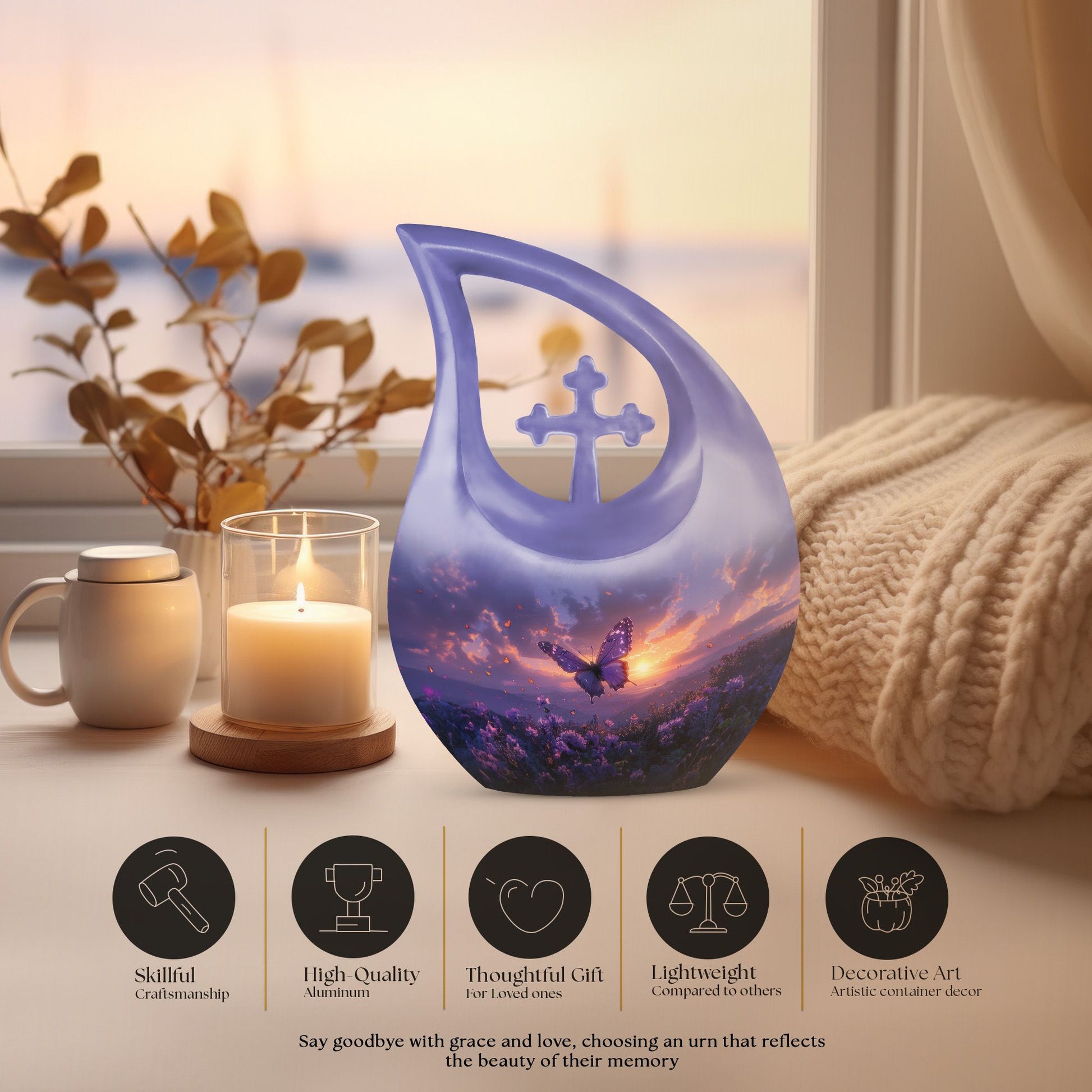 Purple Meadow Urns For Ashes - Cremation Urns For Men