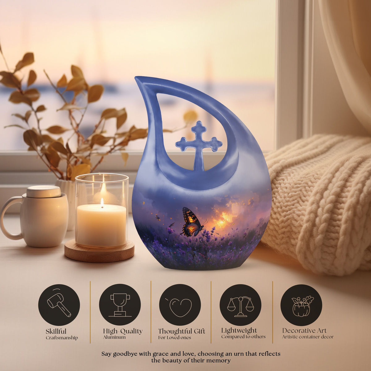 Purple Meadow Urns For Ashes - Funeral Urns For Adult Ashes Men
