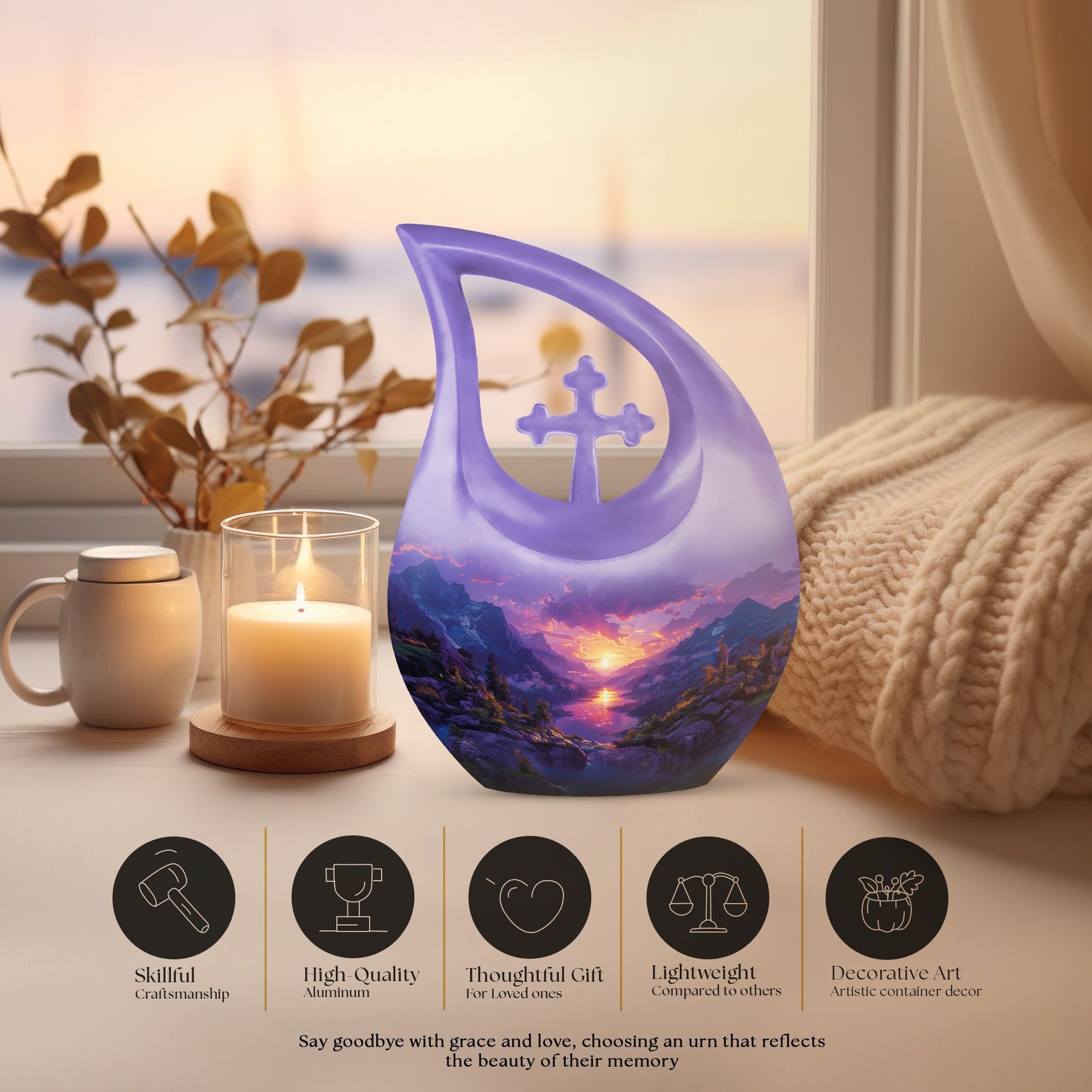 Purple Meadow Urns For Ashes - Adult Urns For Human Ashes Women