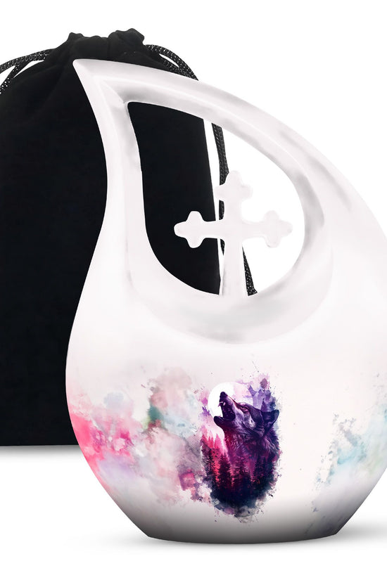 Wolf Howling Urns For Ashes - Mini Small Urns For Men