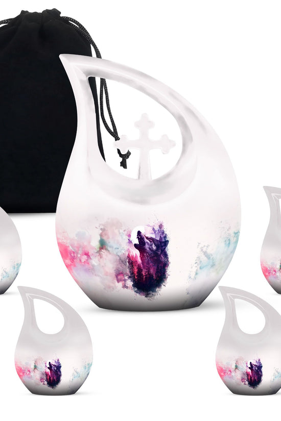 Wolf Howling Urns For Ashes - Mini Small Urns For Men