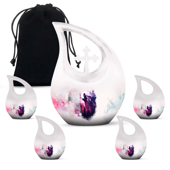 Wolf Howling Urns For Ashes - Mini Small Urns For Men