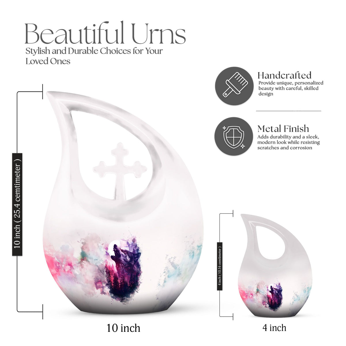 Wolf Howling Urns For Ashes - Mini Small Urns For Men