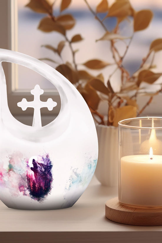 Wolf Howling Urns For Ashes - Mini Small Urns For Men