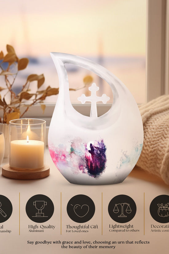Wolf Howling Urns For Ashes - Mini Small Urns For Men