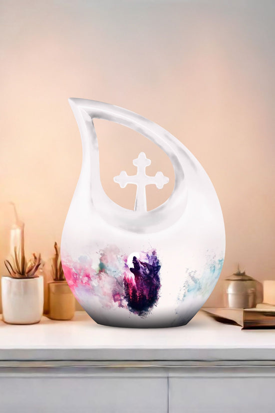 Wolf Howling Urns For Ashes - Mini Small Urns For Men