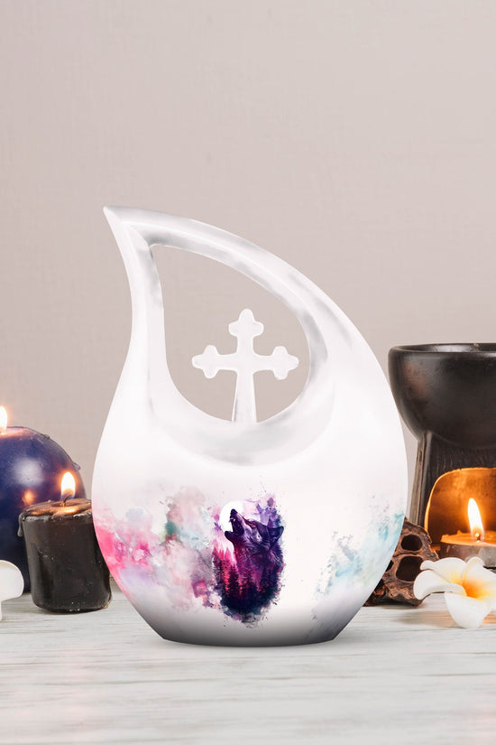Wolf Howling Urns For Ashes - Mini Small Urns For Men