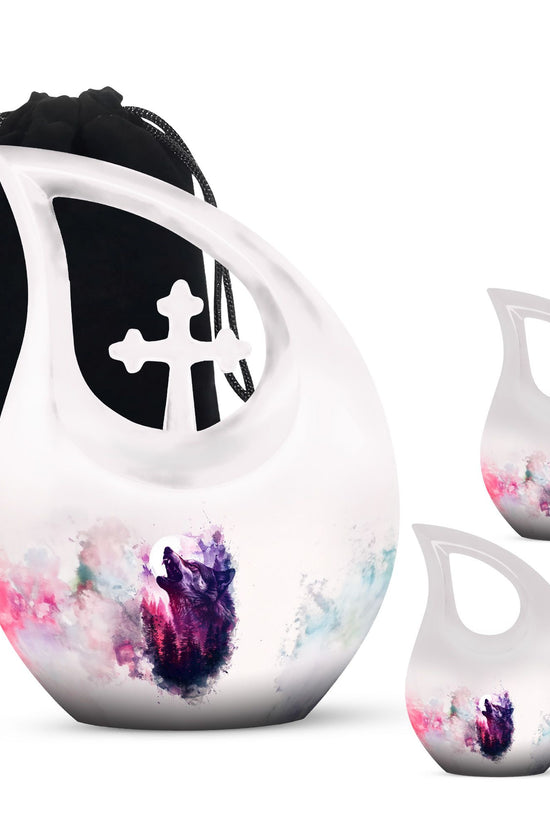 Wolf Howling Urns For Ashes - Mini Small Urns For Men