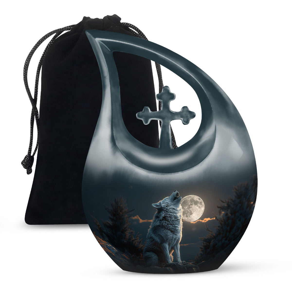 Wolf Howling Urns For Ashes - Ashes Keepsake For Men