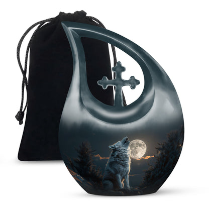 Wolf Howling Urns For Ashes - Ashes Keepsake For Men