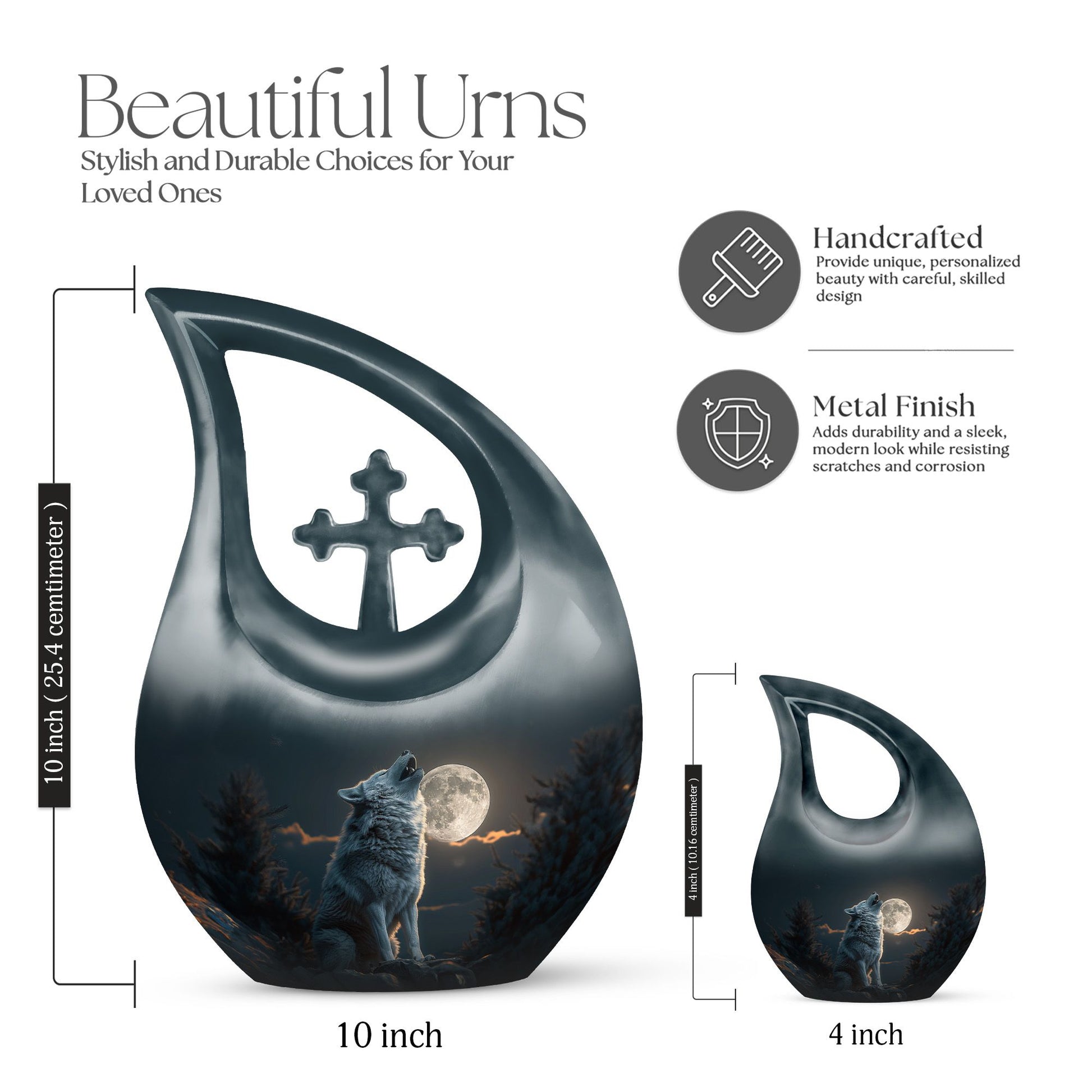 Wolf Howling Urns For Ashes - Ashes Keepsake For Men